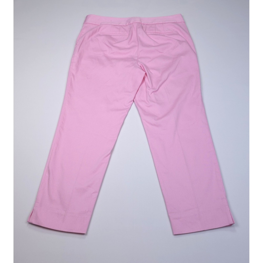 TALBOTS Pink Slim Crop Pants 10 Cotton Blend Textured Pique Pucker Classic - Picture 2 of 12